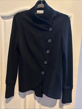 Bailey 44 Black Asymmetrical Button Blazer